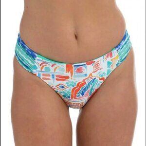 New La Blanca Bikini Bottom Reversible Womens 16 Beach White Blue Swimsuit